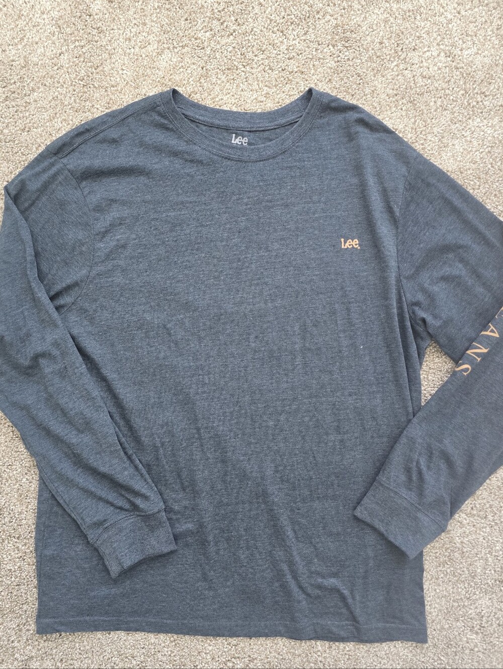 Lee Dark Blue Long Sleeve Crewneck Shirt with Small Gold Logo
